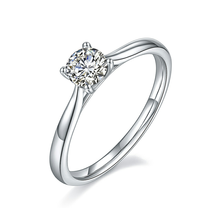 5 MM White Round Cut Moissanite Ring with 925 Sterling Silver Solitaire Diamond Engagement Ring