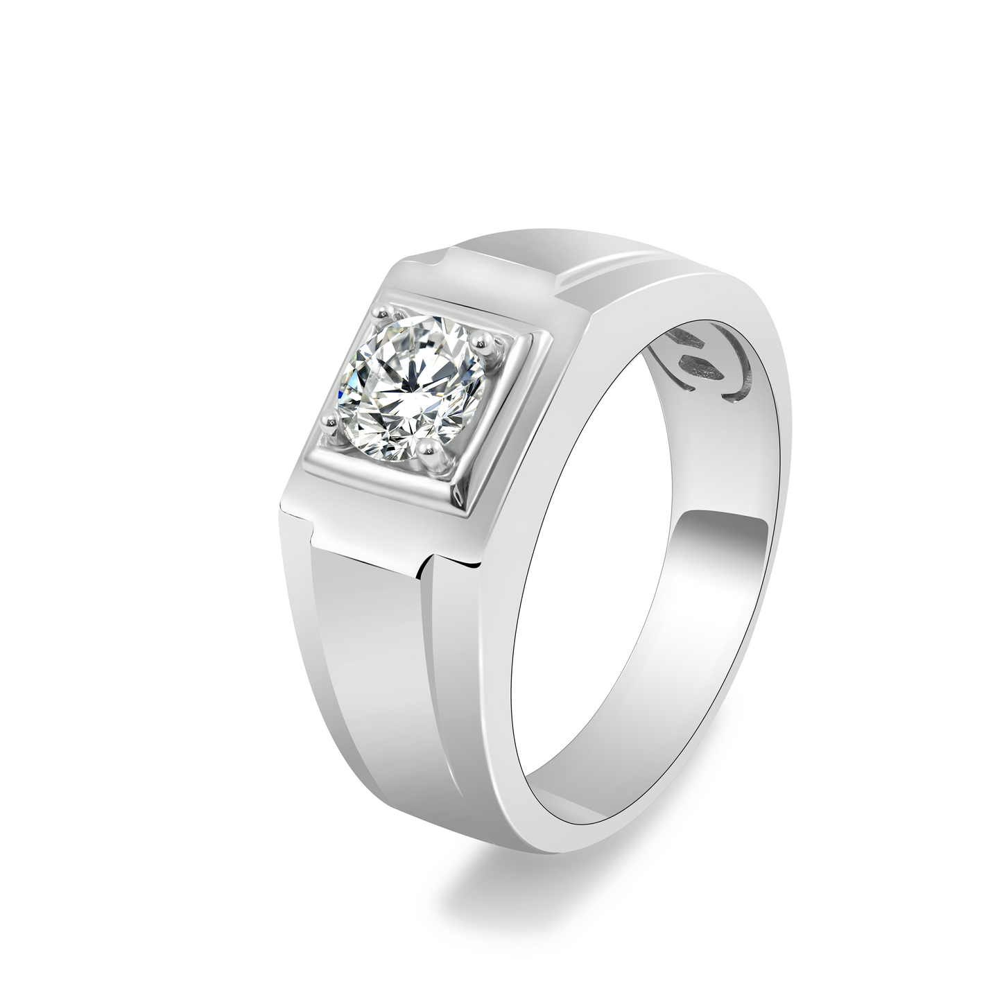 1 Carat 6.5 Mm Round Cut Moissanite Engagement Ring in Sterling Silver for Men and Women