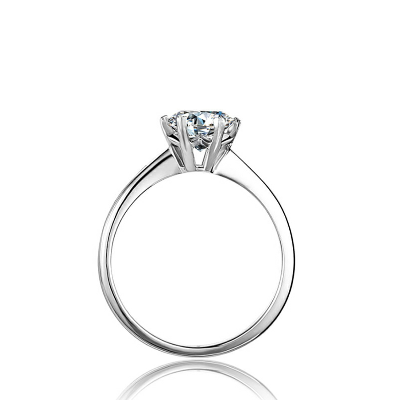 925 Sterling Silver Moissanite Ring with Six Prongs 0.5 Carat 5 Mm Colorless Diamond Engagement Women's Jewelry Gift