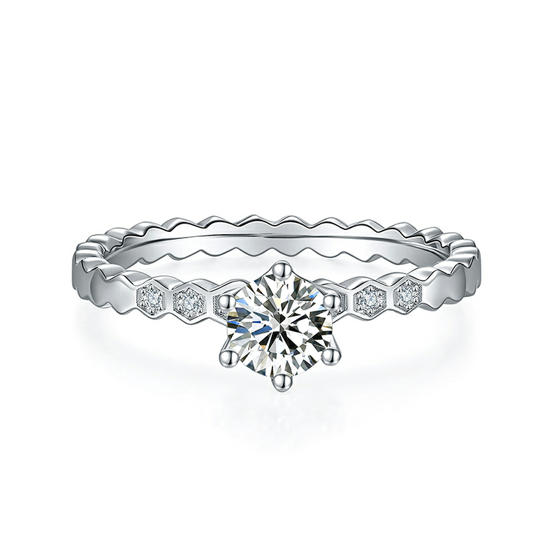 0.5 Carat 5mm Round Moissanite Ring Women's Sterling Silver