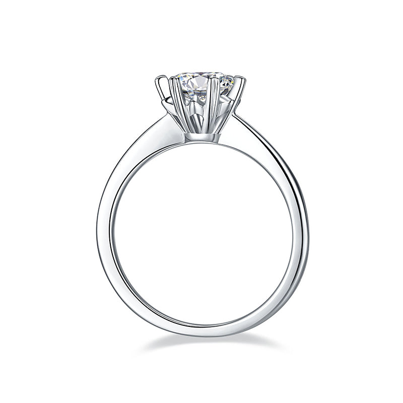 1 Carat 6.5MM White Round Cut Moissanite Ring with 925 Sterling Silver Solitaire Diamond Engagement Ring