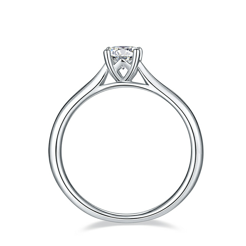 5 MM White Round Cut Moissanite Ring with 925 Sterling Silver Solitaire Diamond Engagement Ring