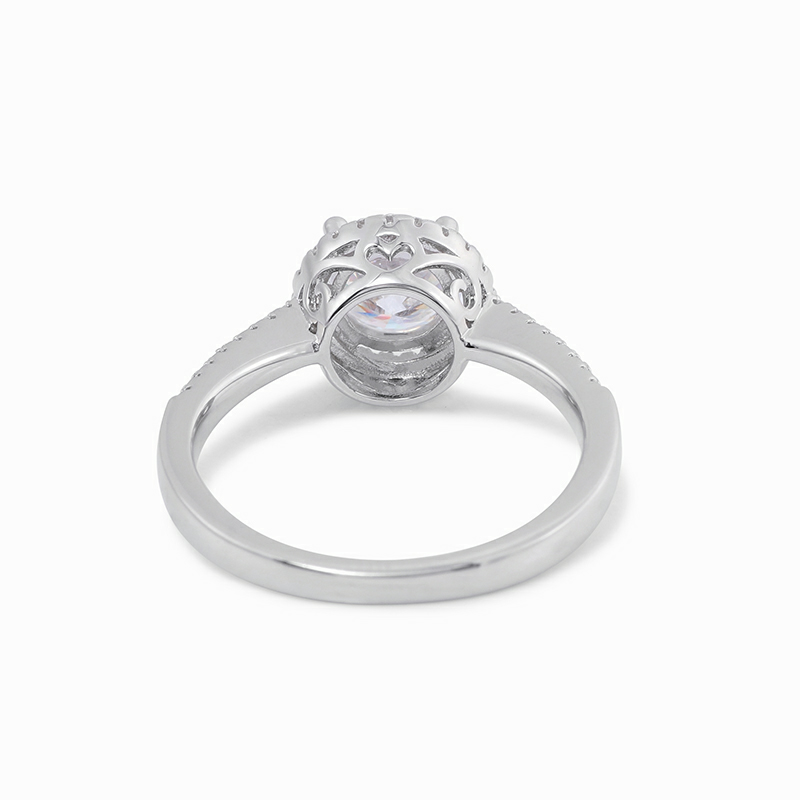 1 Carat 6.5mm G-H-I Round Cut Artificial Moissanite Ring in Sterling Silver