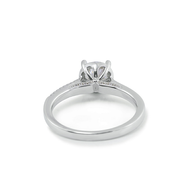 6.5MM White Round Cut Moissanite Ring with 925 Sterling Silver Solitaire Diamond Engagement Ring