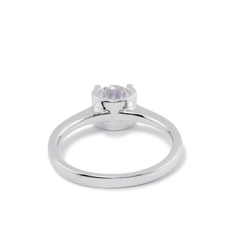 1 Carat 6.50mm Round Halo in Sterling Silver with Moissanite Ring