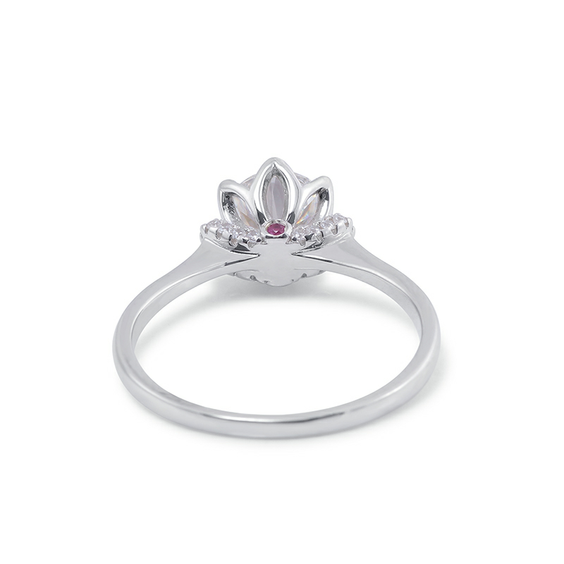 1 Carat 6.5 MM White Round Cut Moissanite Ring with 925 Sterling Silver