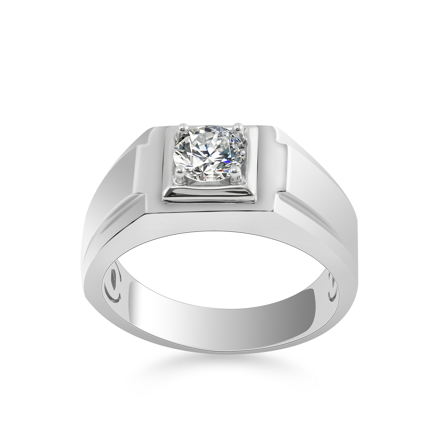 1 Carat 6.5 Mm Round Cut Moissanite Engagement Ring in Sterling Silver for Men and Women