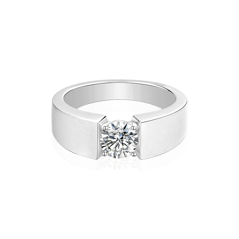 Jewelry Single Moissanite Diamond 1CT Men's Ring Sterling Silver on Wedding Anniversary