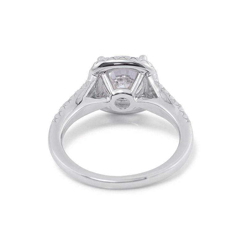 Sterling Silver 1.5 Carat Center 7.5 Mm Round Cut Moissanite Ladies Ring Width 1.6 MM