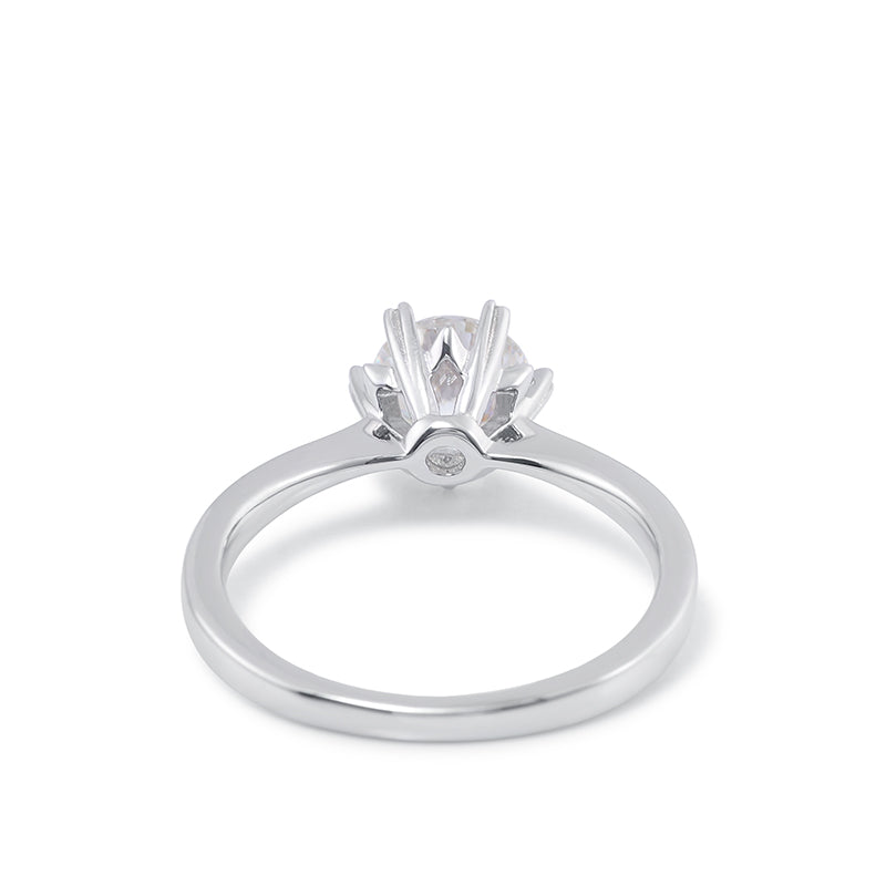 1 Carat 6.5MM White Round Cut Moissanite Ring with 925 Sterling Silver Solitaire Diamond Engagement Ring